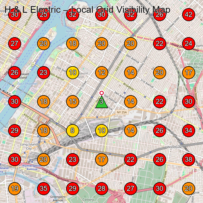 H & L Electric GeoGrid visibility map for Electrical Installation Service in Bronx